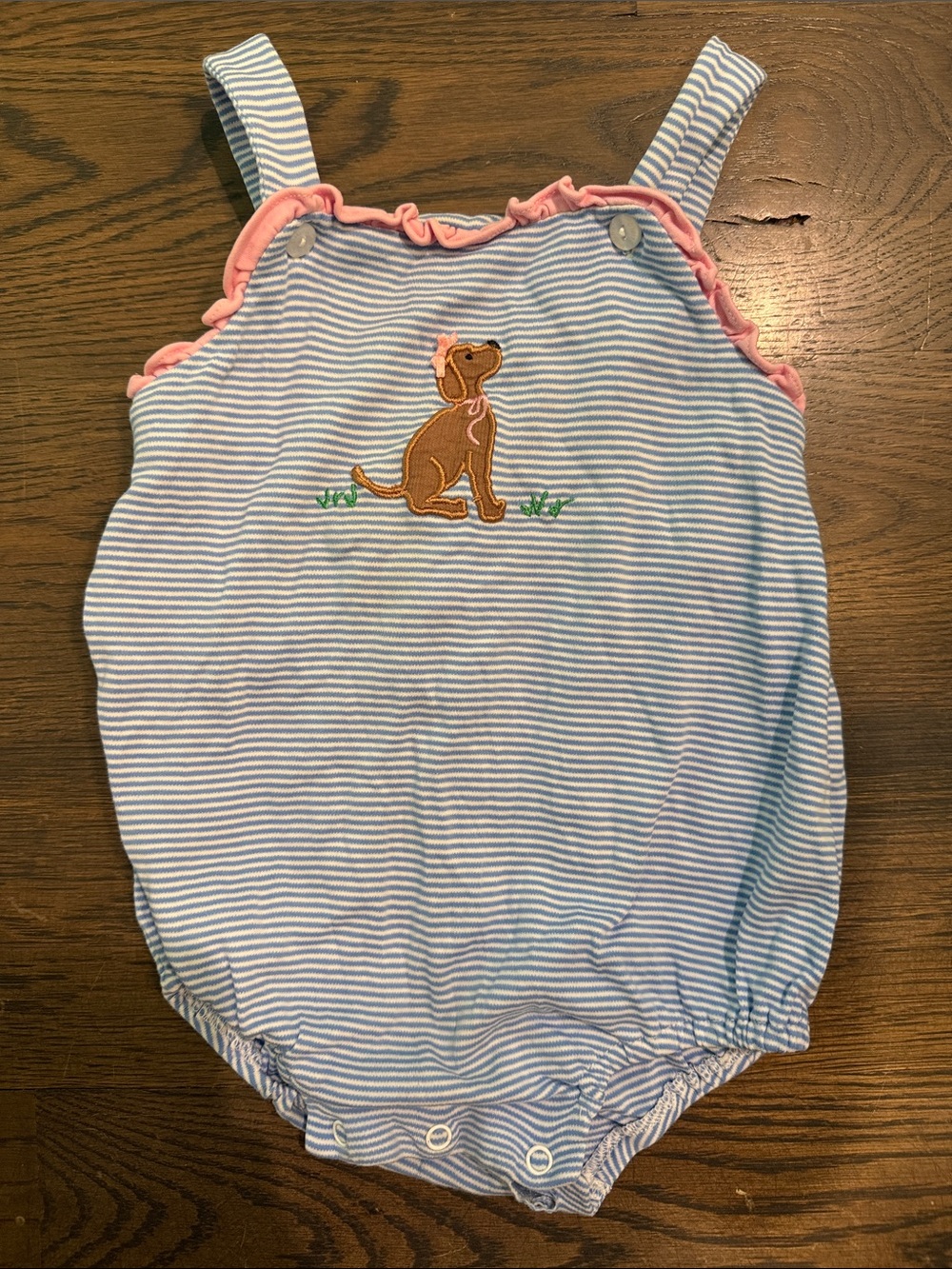 Claire and Charlie Dog Applique Bubble 18 months